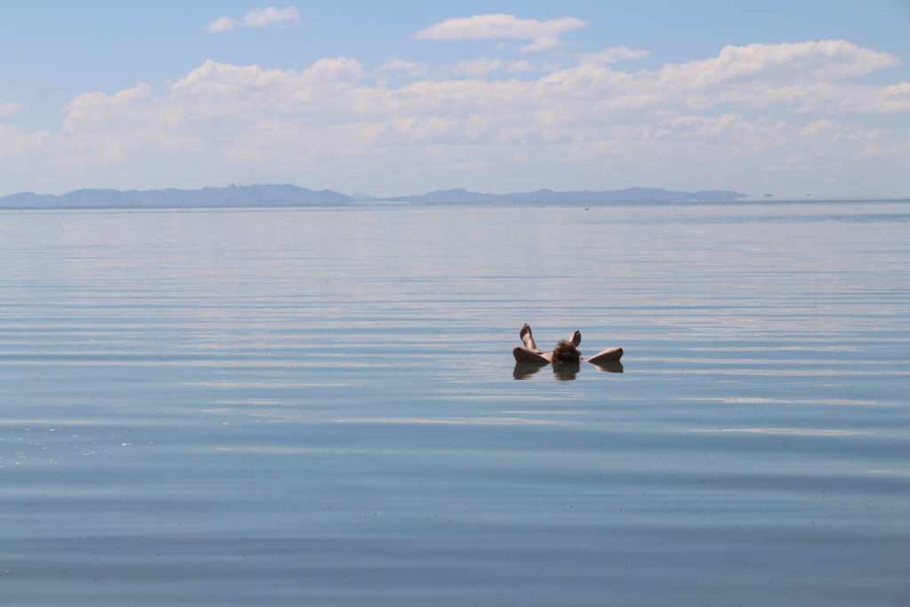 Floating in Great Salt Lake, Utah.